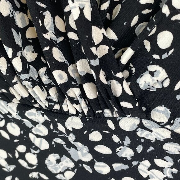 LRL Ralph Lauren Womens Faux Wrap Dress Size 16 Black Ruched Flutter Sleeve - Picture 5 of 11